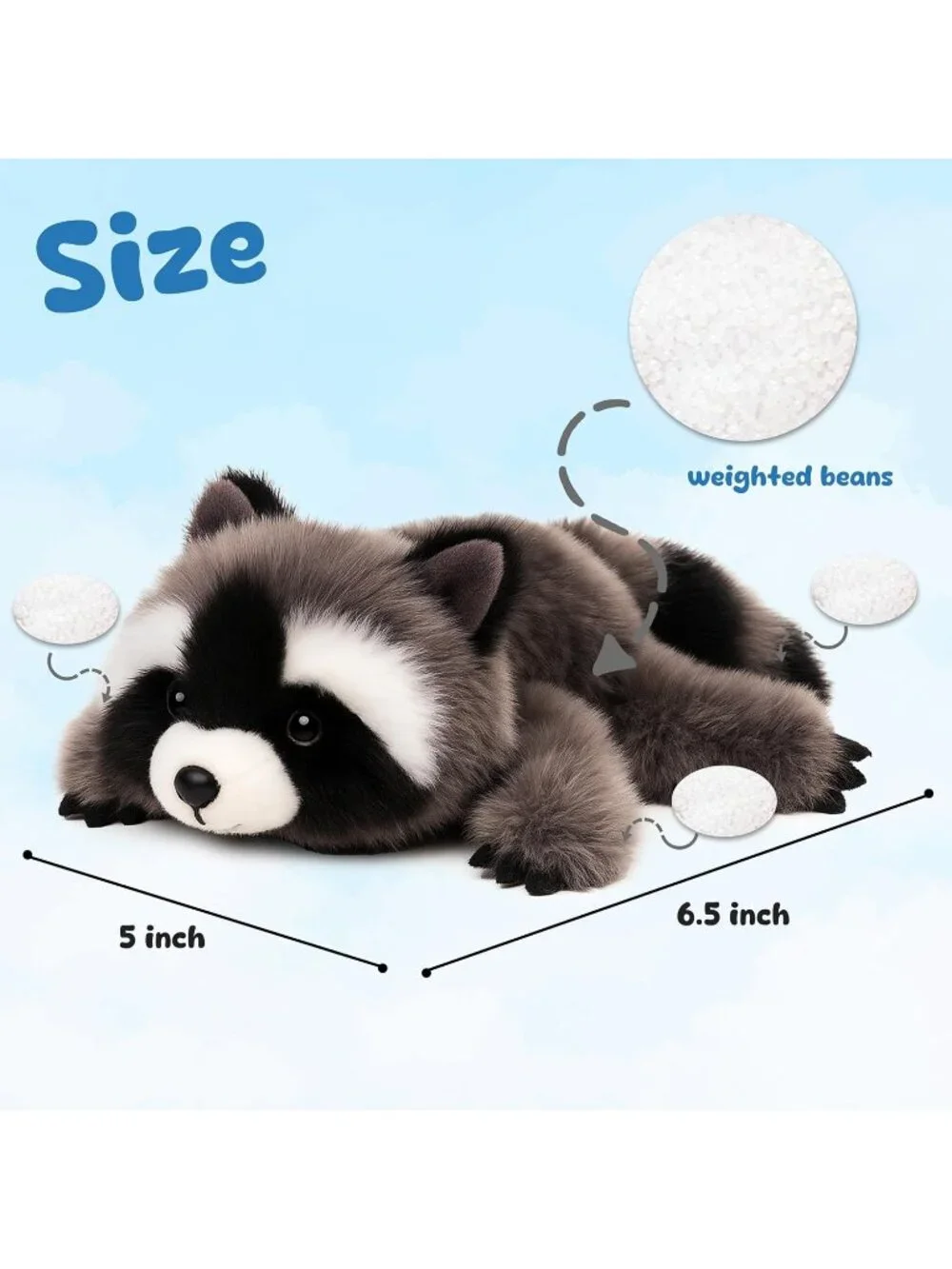 Raccoon Stuffed Animal Plush Toy Cute Soft Pocket Size Gift for Kids Girls